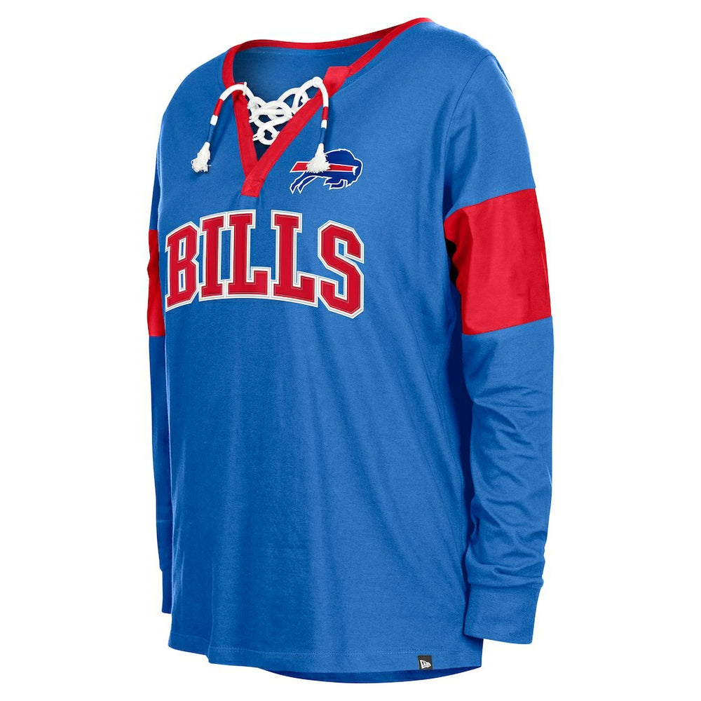Buffalo Bills New Era Women's Lace-Up Notch-Neck Long Sleeve T-Shirt - Royal T-shirts