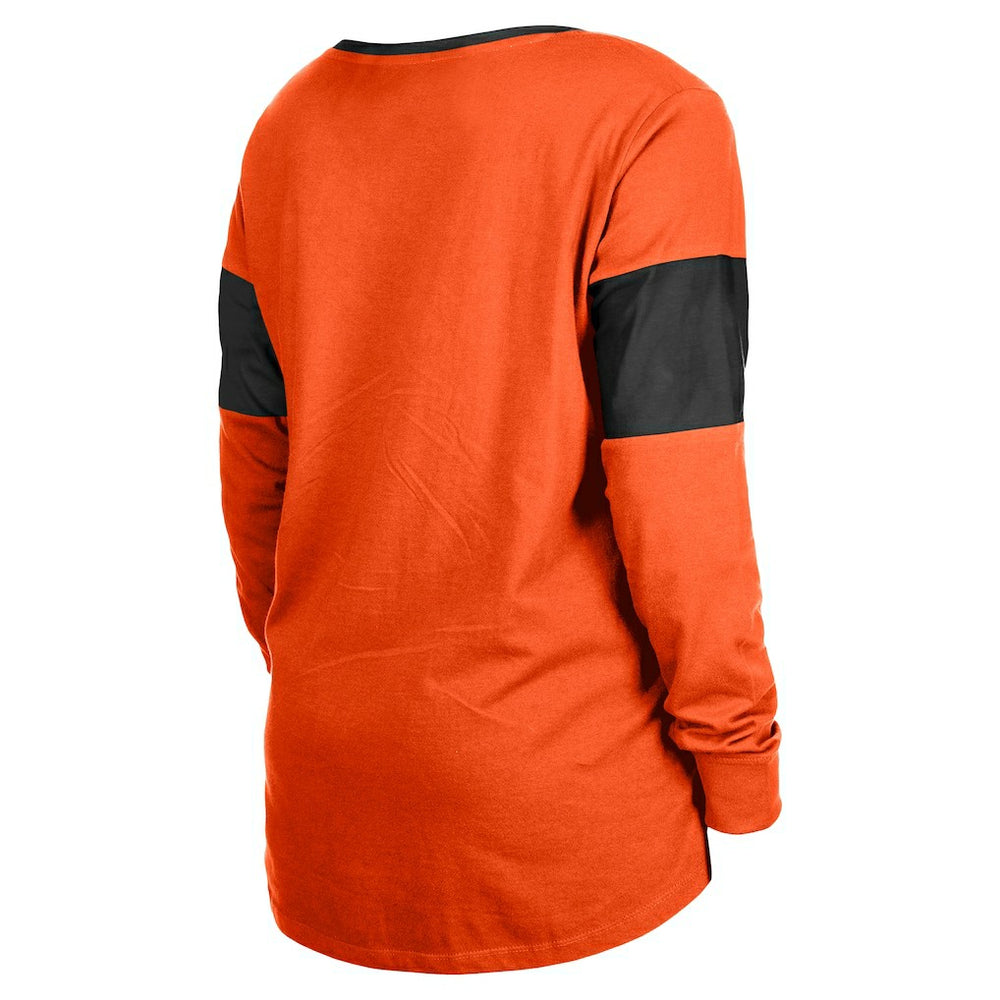 Cincinnati Bengals New Era Women's Lace-Up Notch-Neck Long Sleeve T-Shirt - Orange T-shirts