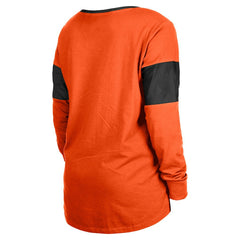 Cincinnati Bengals New Era Women's Lace-Up Notch-Neck Long Sleeve T-Shirt - Orange T-shirts