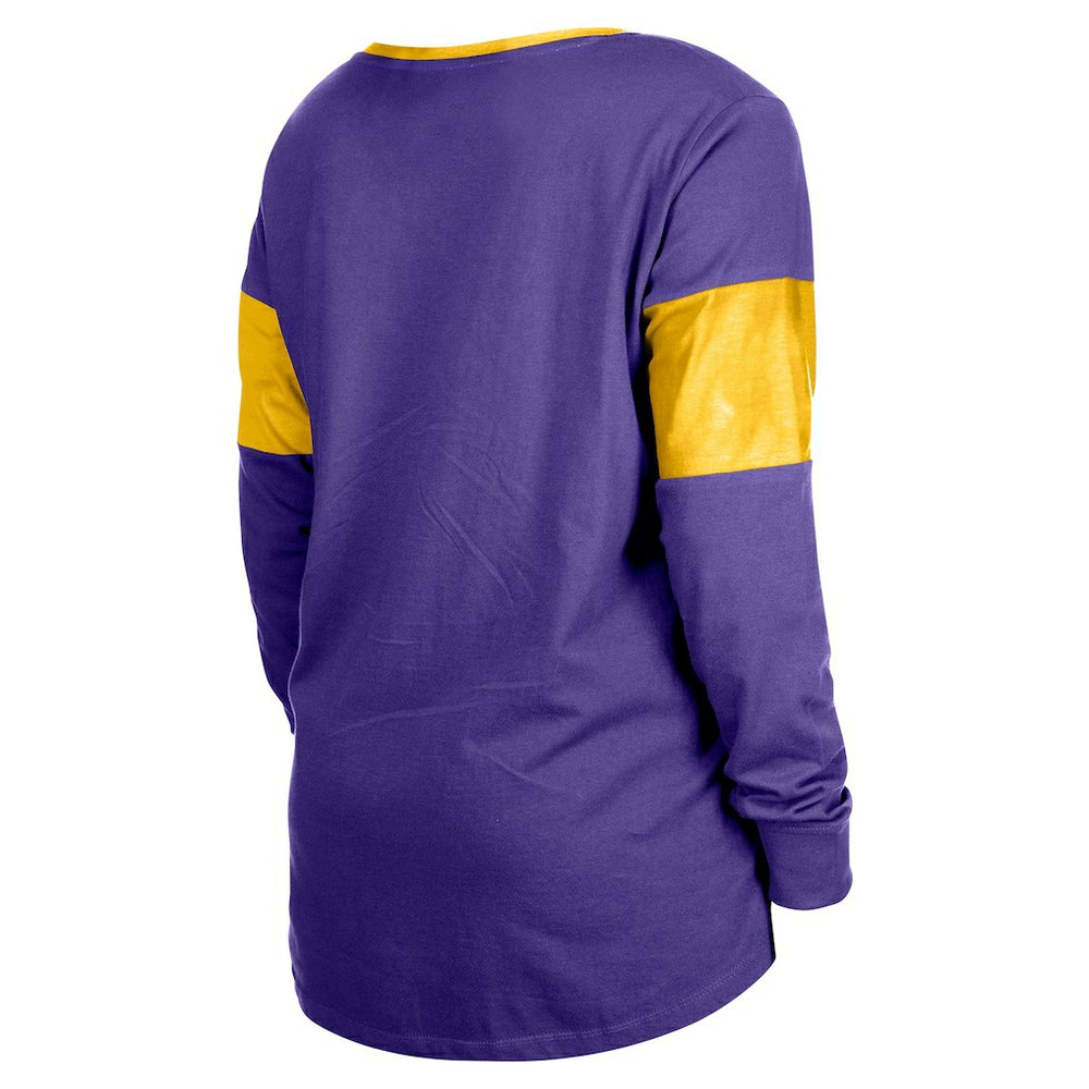 Minnesota Vikings New Era Women's Lace-Up Notch-Neck Long Sleeve T-Shirt - Purple T-shirts