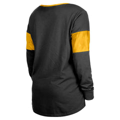 Pittsburgh Steelers New Era Women's Lace-Up Notch-Neck Long Sleeve T-Shirt - Black T-shirts