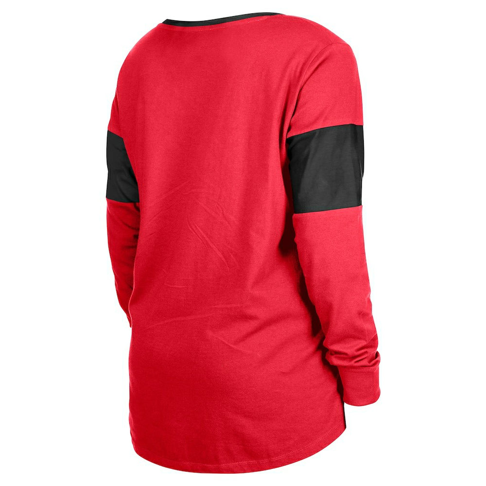 San Francisco 49ers New Era Women's Lace-Up Notch-Neck Long Sleeve T-Shirt - Scarlet T-shirts