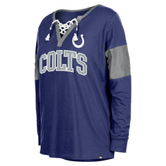 Indianapolis Colts New Era Women's Lace-Up Notch-Neck Long Sleeve T-Shirt - Royal T-shirts