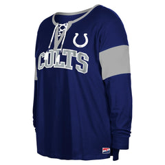 Indianapolis Colts New Era Women's Plus Size Lace-Up Notch Neck Long Sleeve T-Shirt  - Royal T-shirts