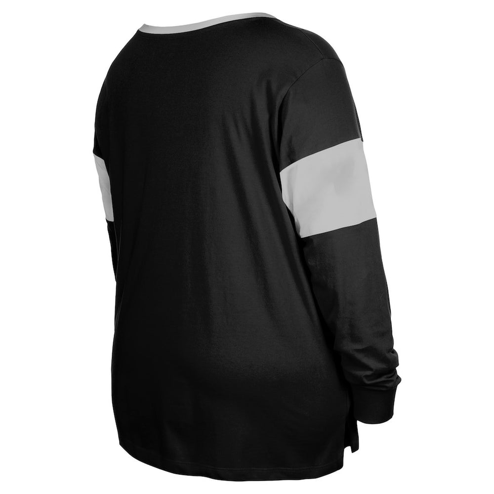 Las Vegas Raiders New Era Women's Plus Size Lace-Up Notch Neck Long Sleeve T-Shirt  - Black T-shirts