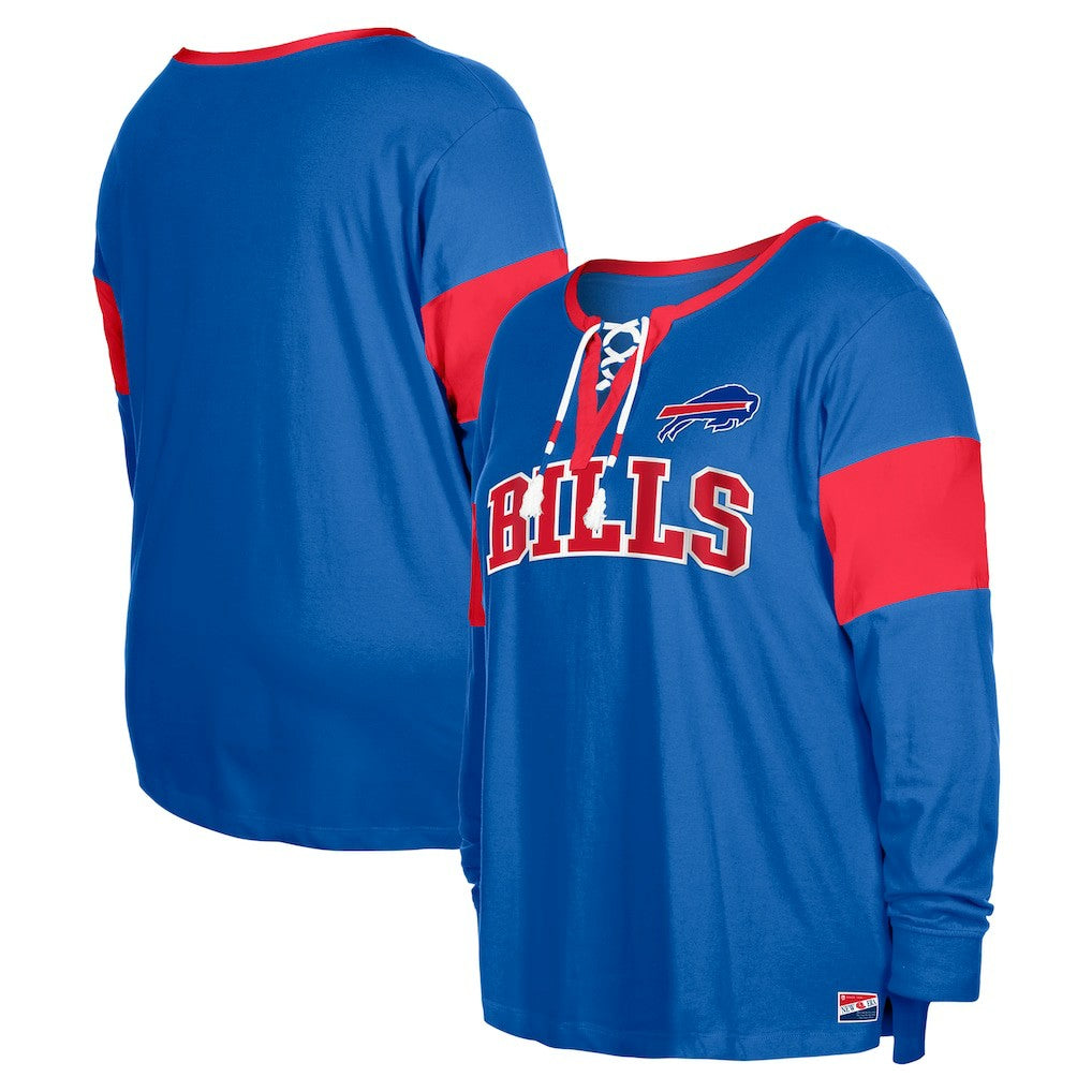 Buffalo Bills New Era Women's Plus Size Lace-Up Notch Neck Long Sleeve T-Shirt  - Royal T-shirts