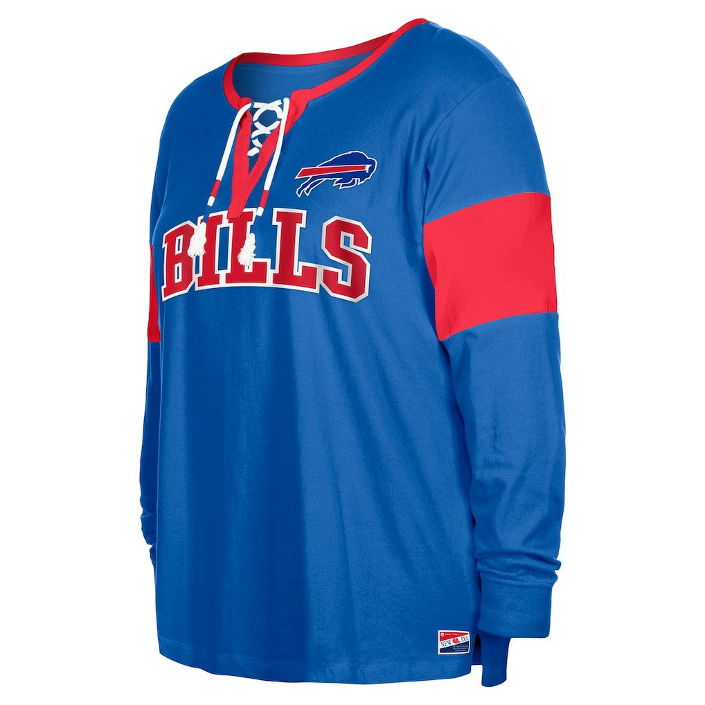 Buffalo Bills New Era Women's Plus Size Lace-Up Notch Neck Long Sleeve T-Shirt  - Royal T-shirts