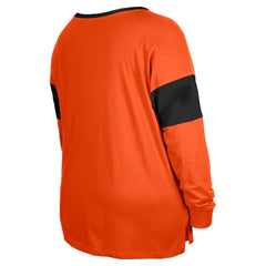 Cincinnati Bengals New Era Women's Plus Size Lace-Up Notch Neck Long Sleeve T-Shirt  - Orange T-shirts