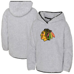 Chicago Blackhawks Girls Youth Ultimate Teddy Fleece Pullover Hoodie - Heather Gray | US 201010050