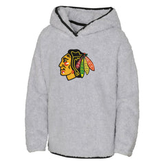 Chicago Blackhawks Girls Youth Ultimate Teddy Fleece Pullover Hoodie - Heather Gray | US 201010050