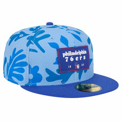 Philadelphia 76ers Palm Fronds 2-Tone 59FIFTY Fitted Hat Royal - New Era