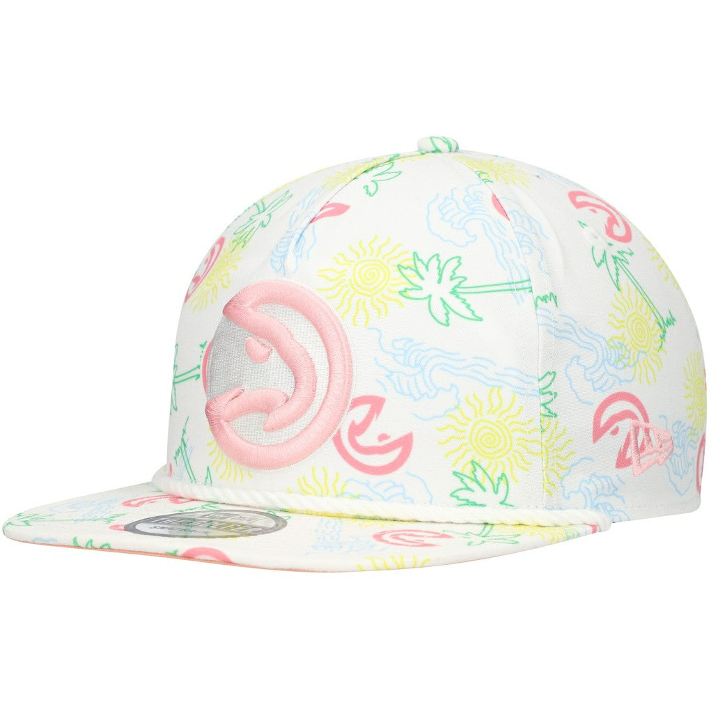 Atlanta Hawks Palm Trees and Waves Golfer Adjustable Hat White - New Era