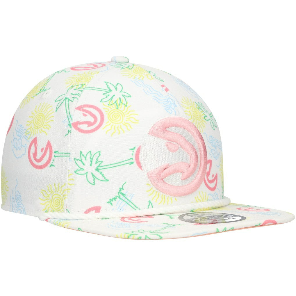 Atlanta Hawks Palm Trees and Waves Golfer Adjustable Hat White - New Era