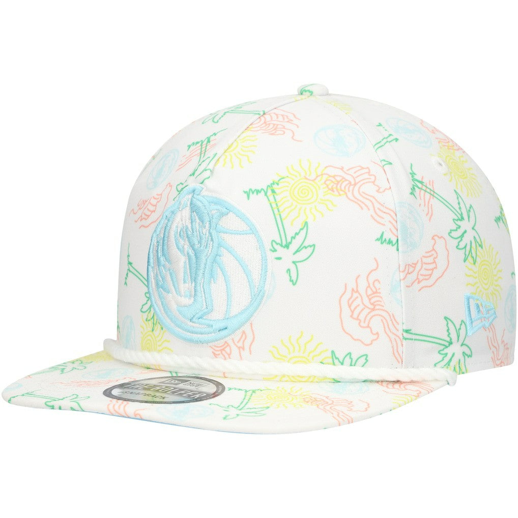 Dallas Mavericks Palm Trees and Waves Golfer Adjustable Hat White - New Era