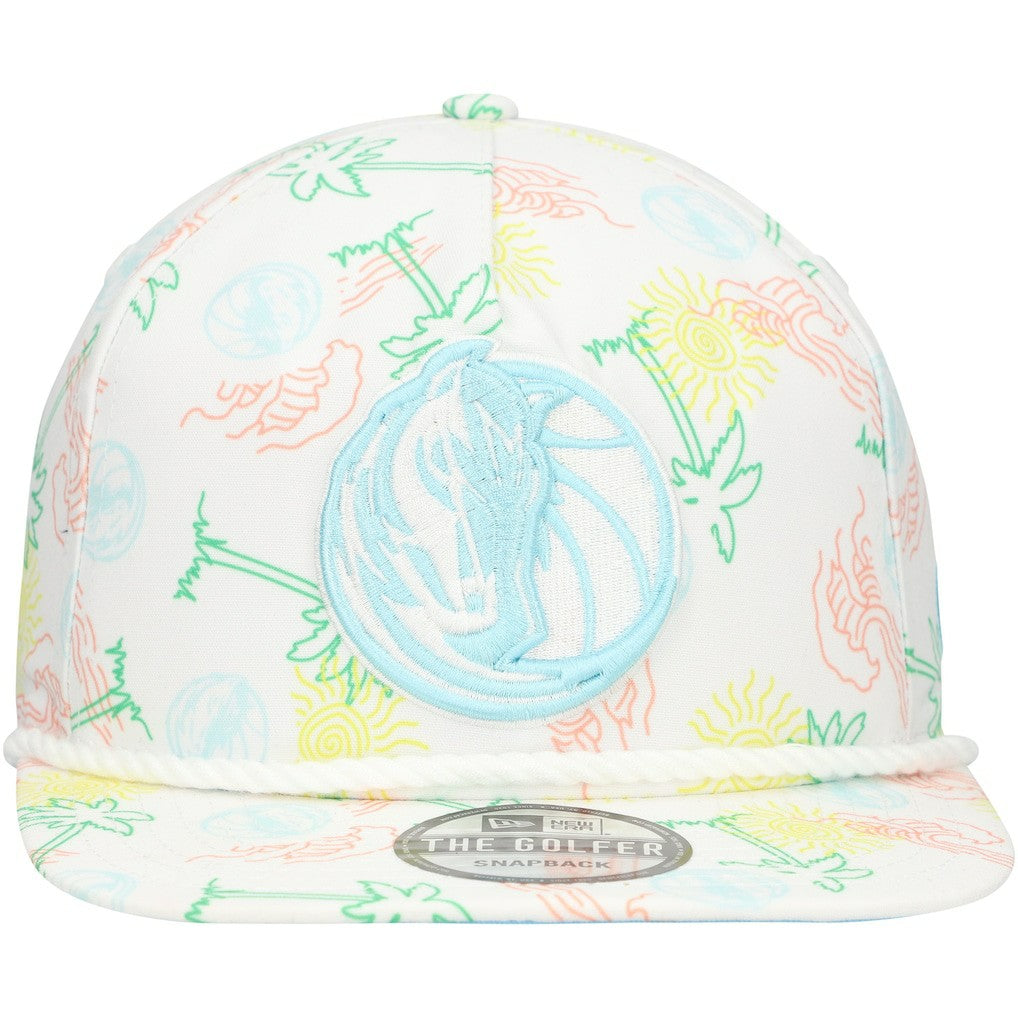 Dallas Mavericks Palm Trees and Waves Golfer Adjustable Hat White - New Era