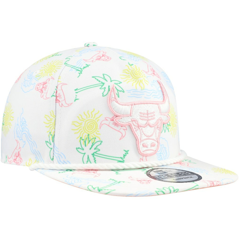 Chicago Bulls Palm Trees and Waves Golfer Adjustable Hat White - New Era