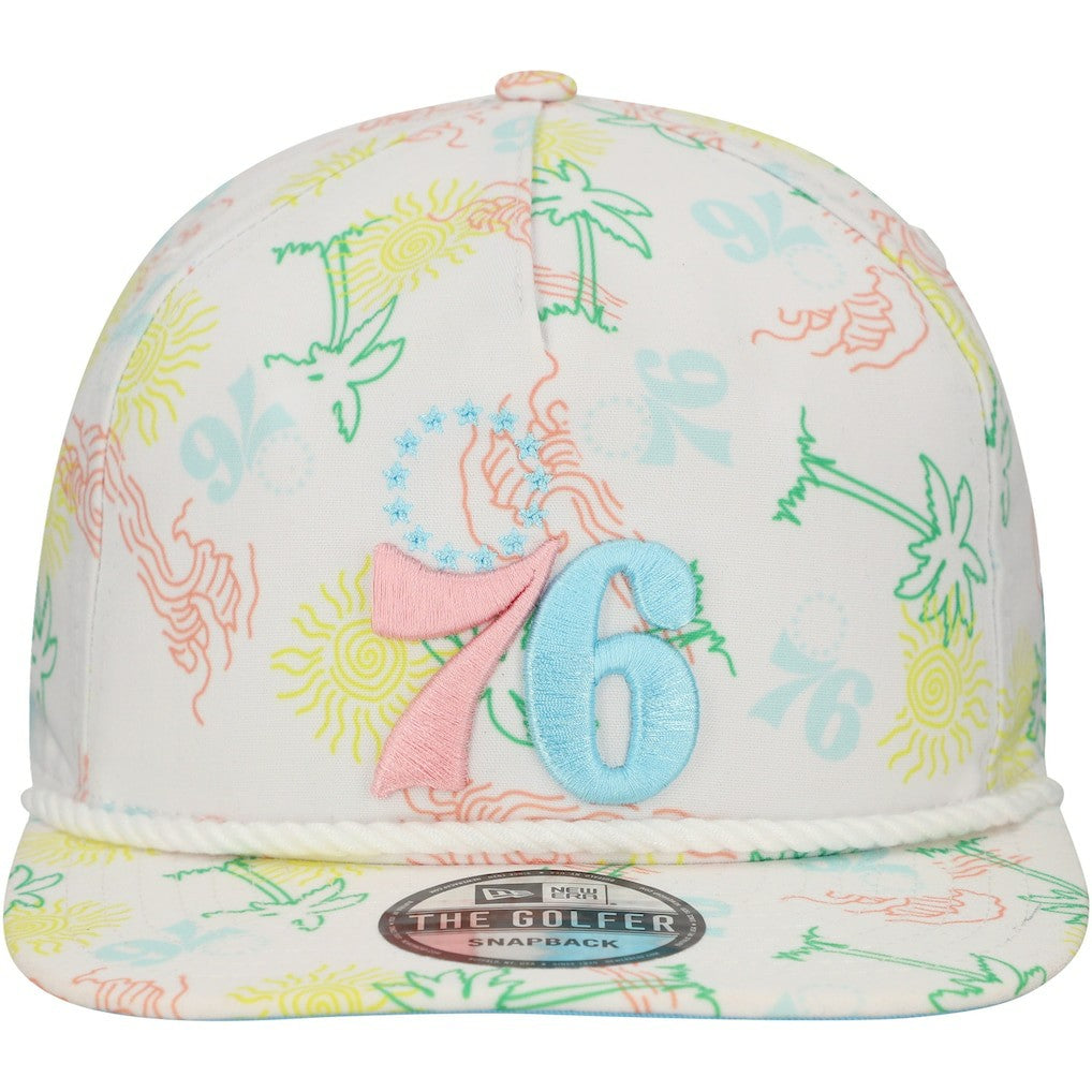 Philadelphia 76ers Palm Trees and Waves Golfer Adjustable Hat White - New Era outlet