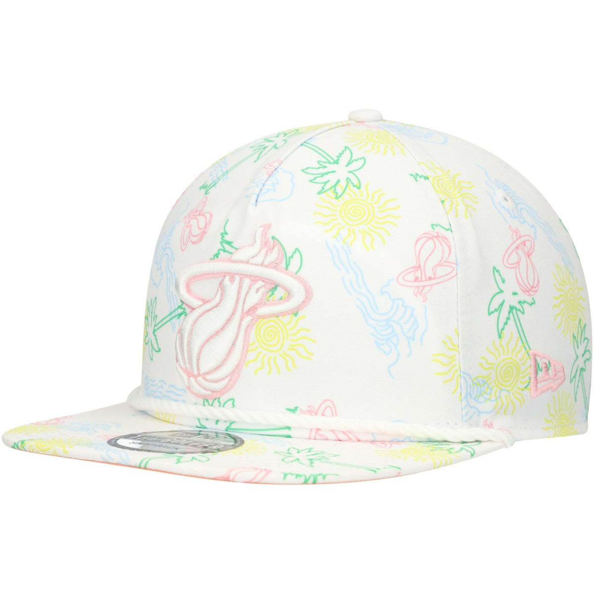 Miami Heat Palm Trees and Waves Golfer Adjustable Hat White - New Era