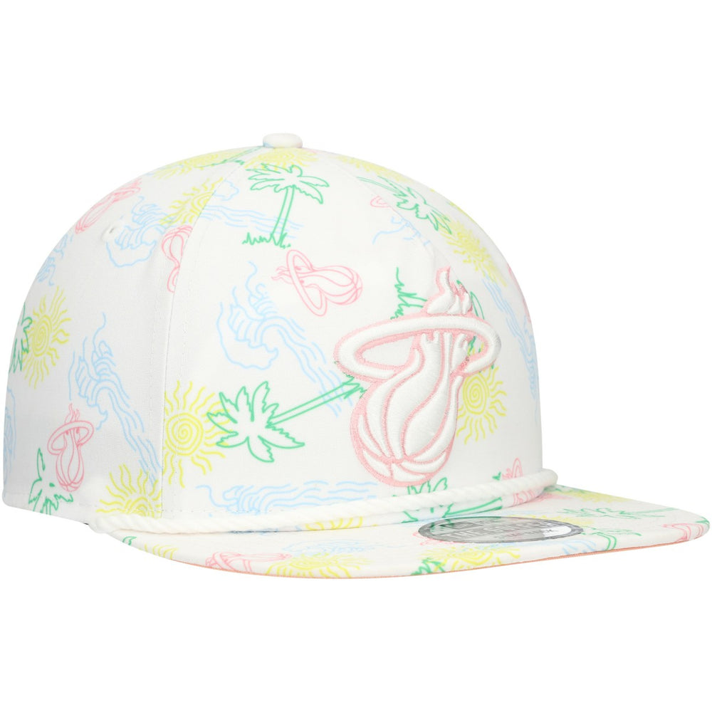 Miami Heat Palm Trees and Waves Golfer Adjustable Hat White - New Era
