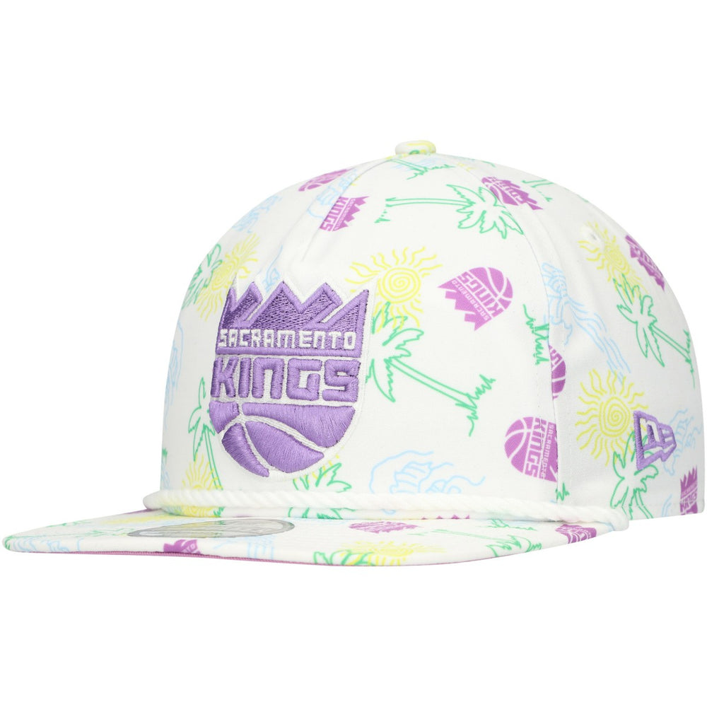 Sacramento Kings Palm Trees and Waves Golfer Adjustable Hat White - New Era