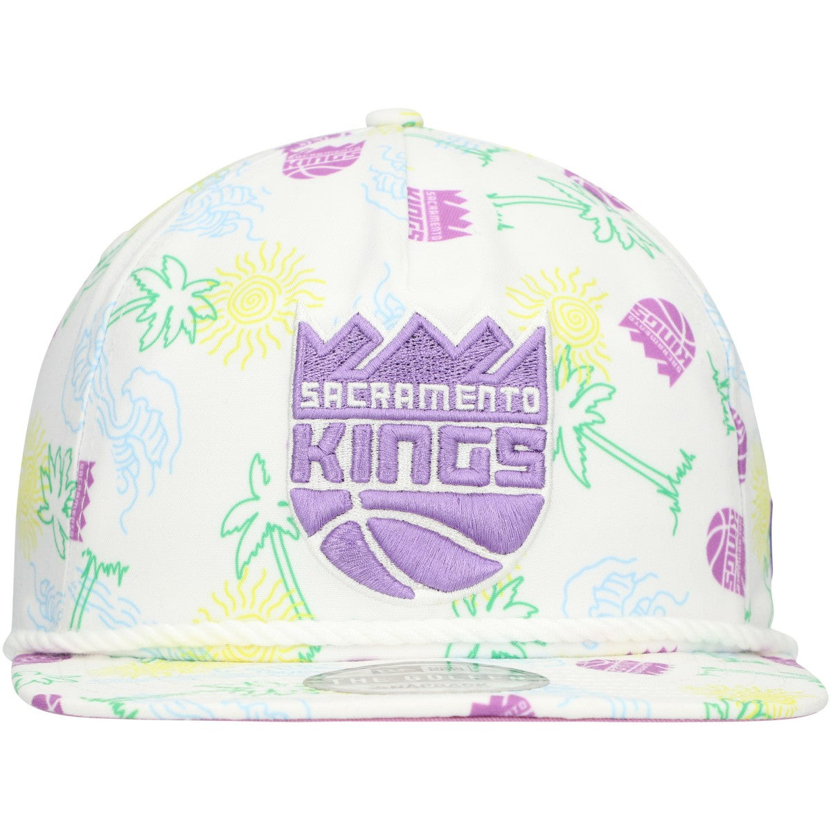Sacramento Kings Palm Trees and Waves Golfer Adjustable Hat White - New Era