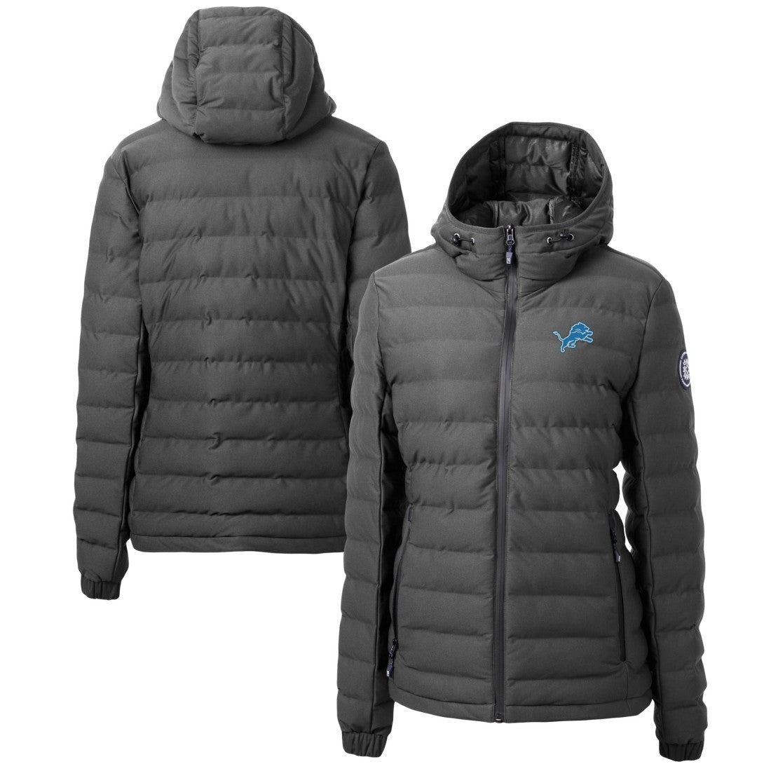 Detroit Lions Cutter & Buck Women's Mission Ridge Repreve Eco Insulated Full-Zip Puffer Jacket - Gray Jackets