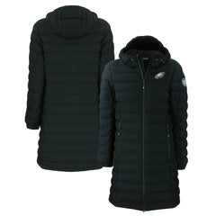 Philadelphia Eagles Cutter & Buck Women's Mission Ridge Repreve Eco Insulated Long Full-Zip Puffer Jacket - Black Jackets