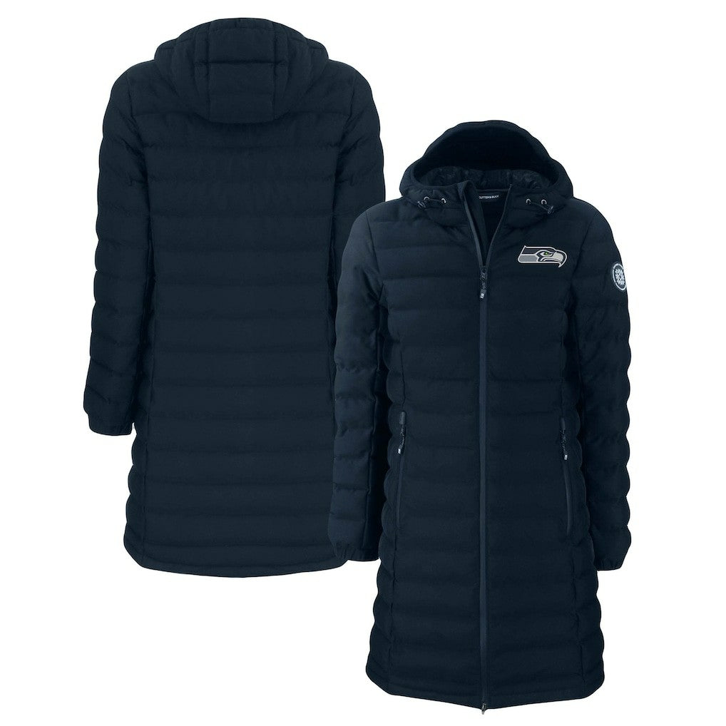 Seattle Seahawks Cutter & Buck Women's Mission Ridge Repreve Eco Insulated Long Full-Zip Puffer Jacket - Navy Jackets