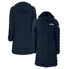 Seattle Seahawks Cutter & Buck Women's Mission Ridge Repreve Eco Insulated Long Full-Zip Puffer Jacket - Navy Jackets