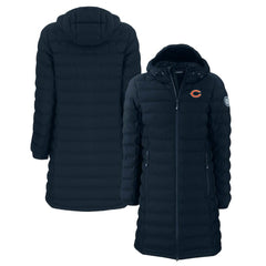Chicago Bears Cutter & Buck Women's Mission Ridge Repreve Eco Insulated Long Full-Zip Puffer Jacket - Navy Jackets