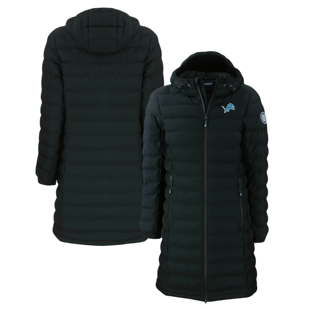 Detroit Lions Cutter & Buck Women's Mission Ridge Repreve Eco Insulated Long Full-Zip Puffer Jacket - Black Jackets