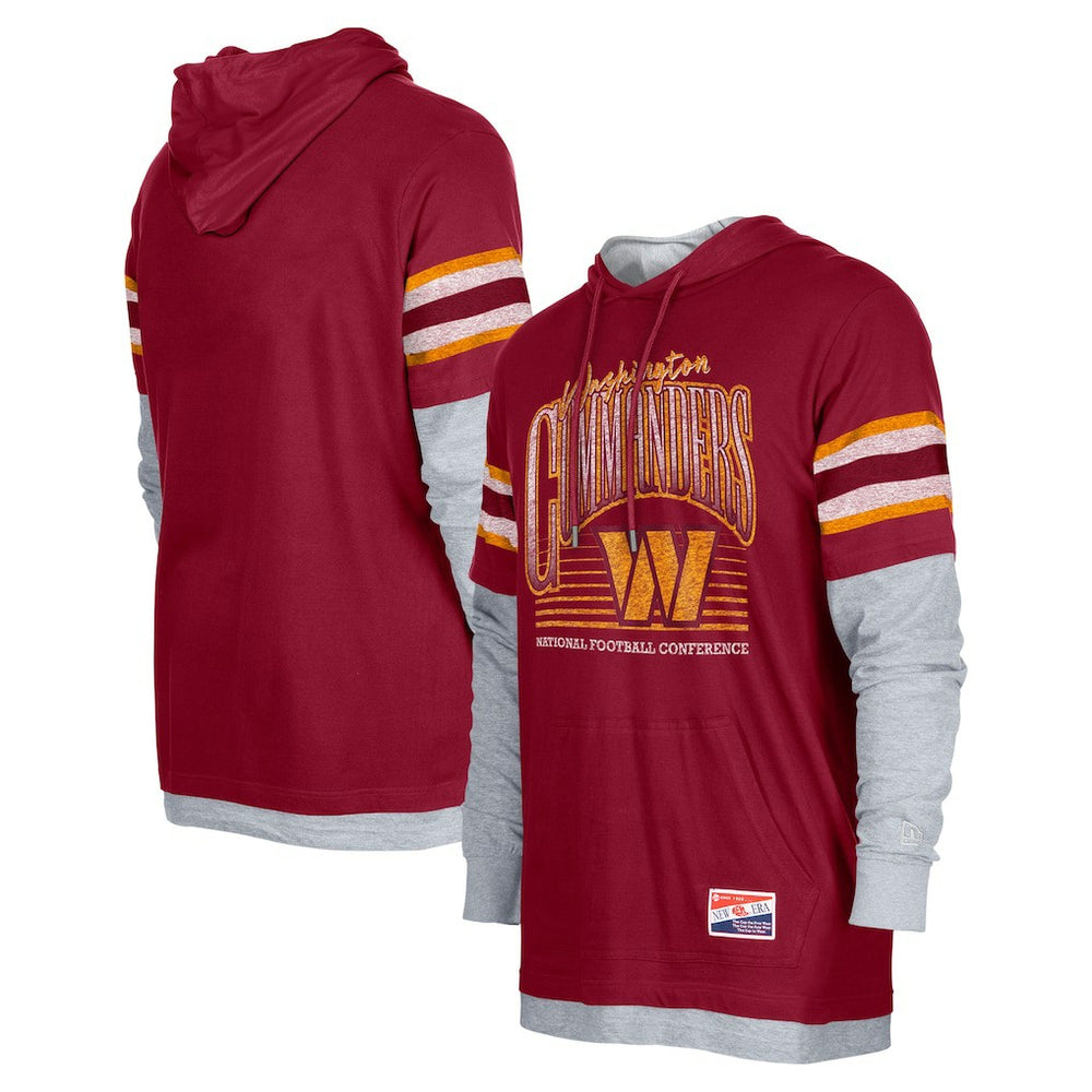 Washington Commanders New Era Twofer Long Sleeve Hooded T-Shirt - Burgundy T-shirts
