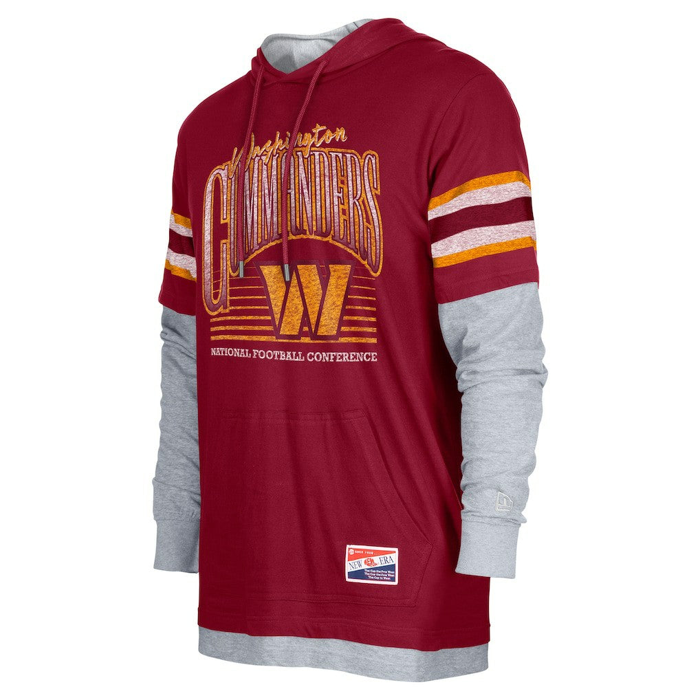Washington Commanders New Era Twofer Long Sleeve Hooded T-Shirt - Burgundy T-shirts