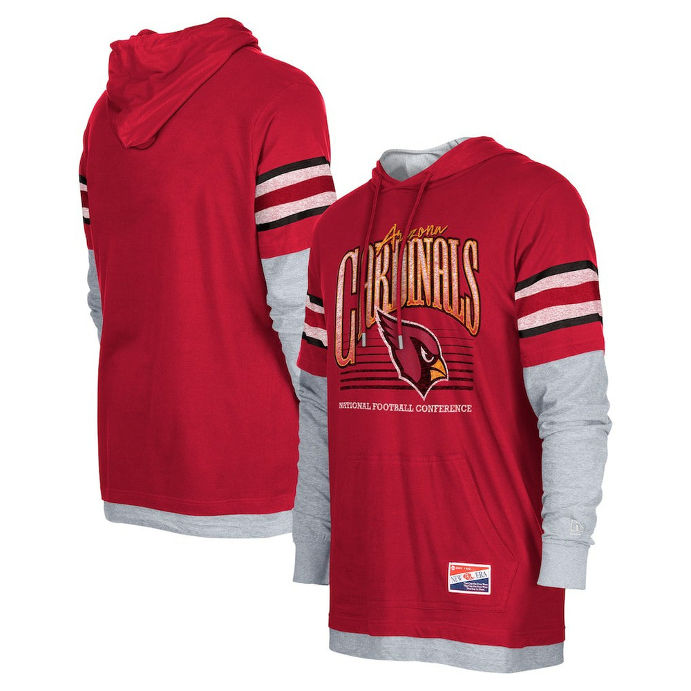 Arizona Cardinals New Era Twofer Long Sleeve Hooded T-Shirt - Cardinal T-shirts