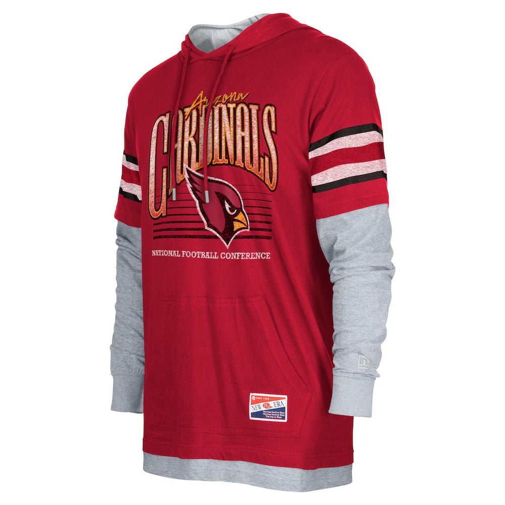 Arizona Cardinals New Era Twofer Long Sleeve Hooded T-Shirt - Cardinal T-shirts