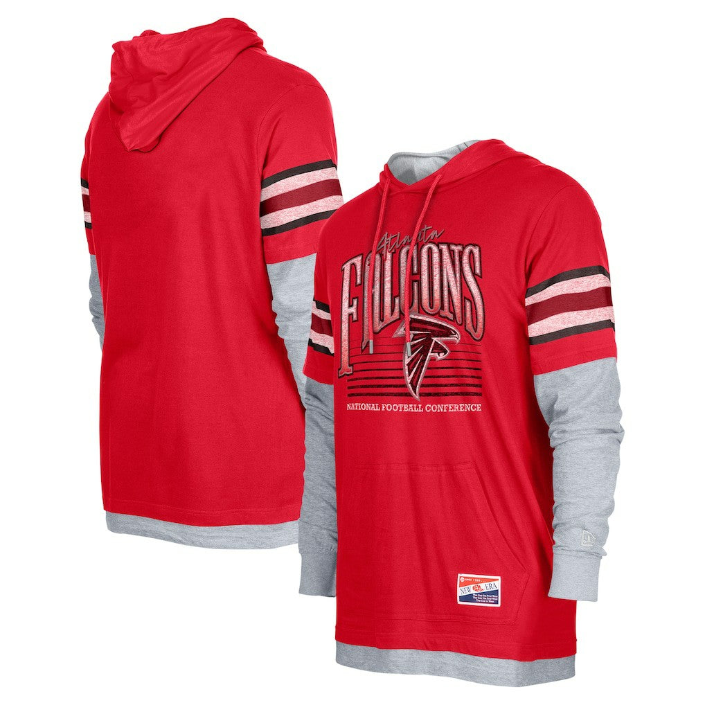 Atlanta Falcons New Era Twofer Long Sleeve Hooded T-Shirt - Red T-shirts
