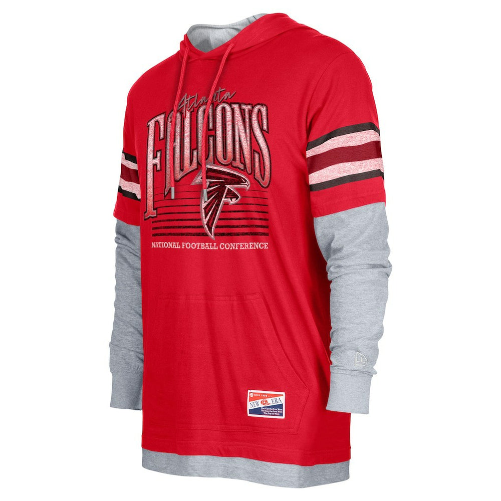 Atlanta Falcons New Era Twofer Long Sleeve Hooded T-Shirt - Red T-shirts