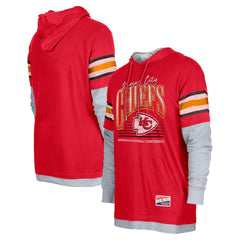 Kansas City Chiefs New Era Twofer Long Sleeve Hooded T-Shirt - Red T-shirts