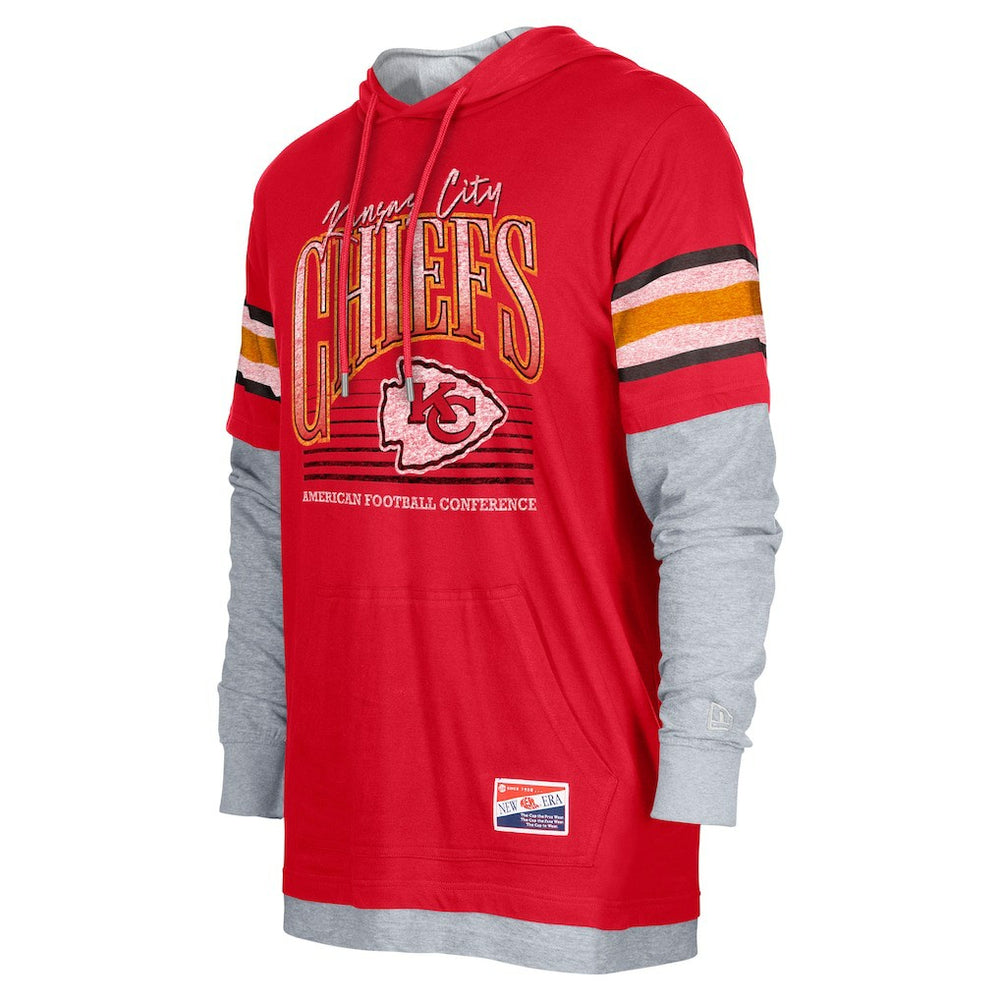Kansas City Chiefs New Era Twofer Long Sleeve Hooded T-Shirt - Red T-shirts