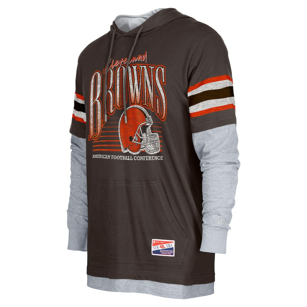 Cleveland Browns New Era Twofer Long Sleeve Hooded T-Shirt - Brown T-shirts