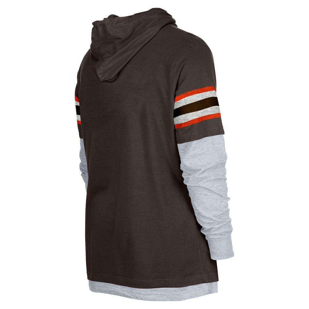 Cleveland Browns New Era Twofer Long Sleeve Hooded T-Shirt - Brown T-shirts