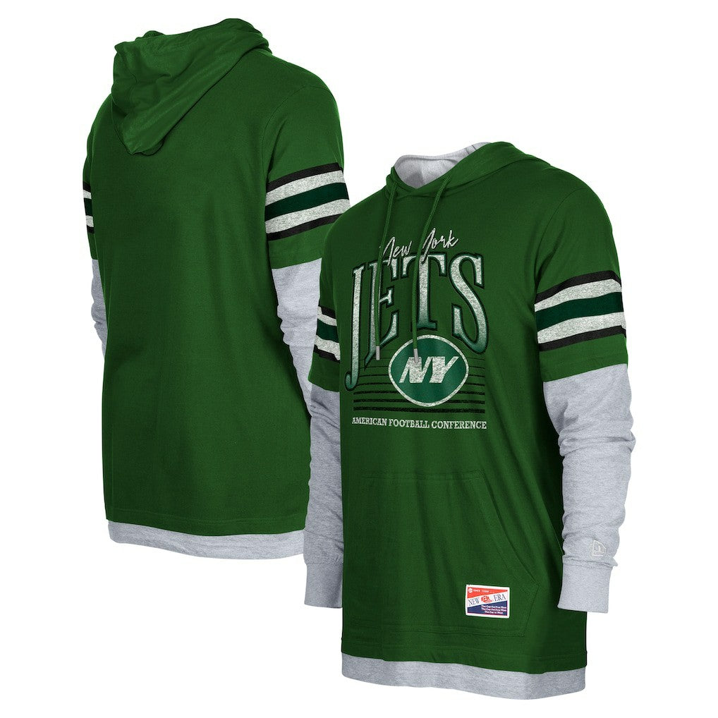 New York Jets New Era Twofer Long Sleeve Hooded T-Shirt - Green T-shirts
