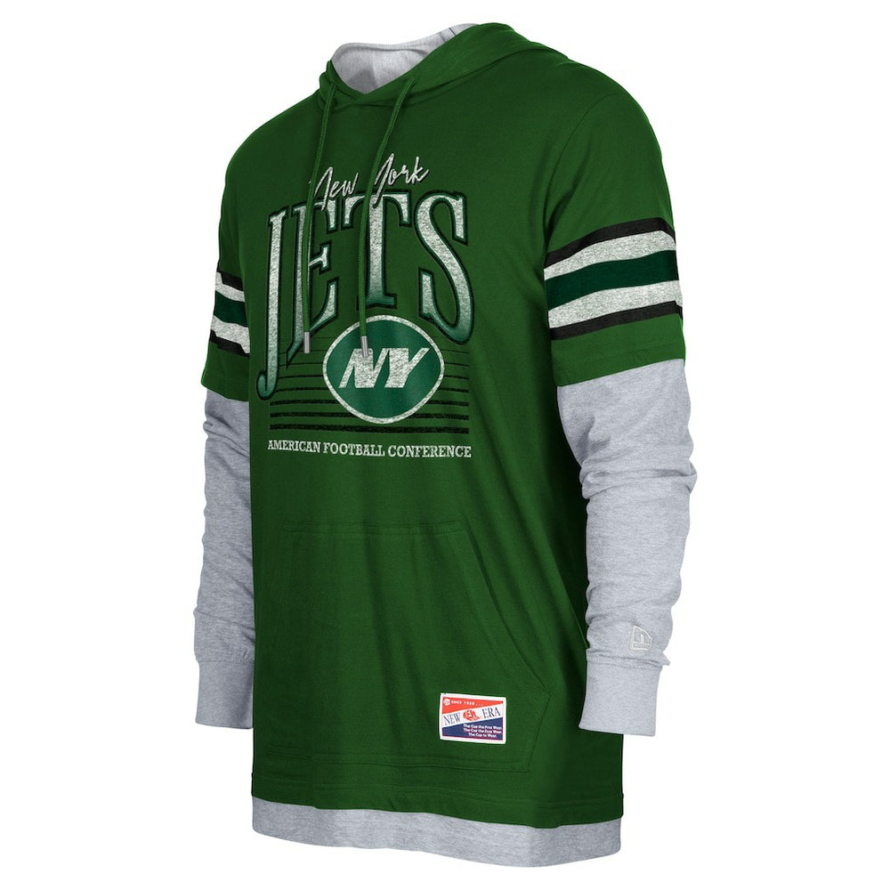 New York Jets New Era Twofer Long Sleeve Hooded T-Shirt - Green T-shirts