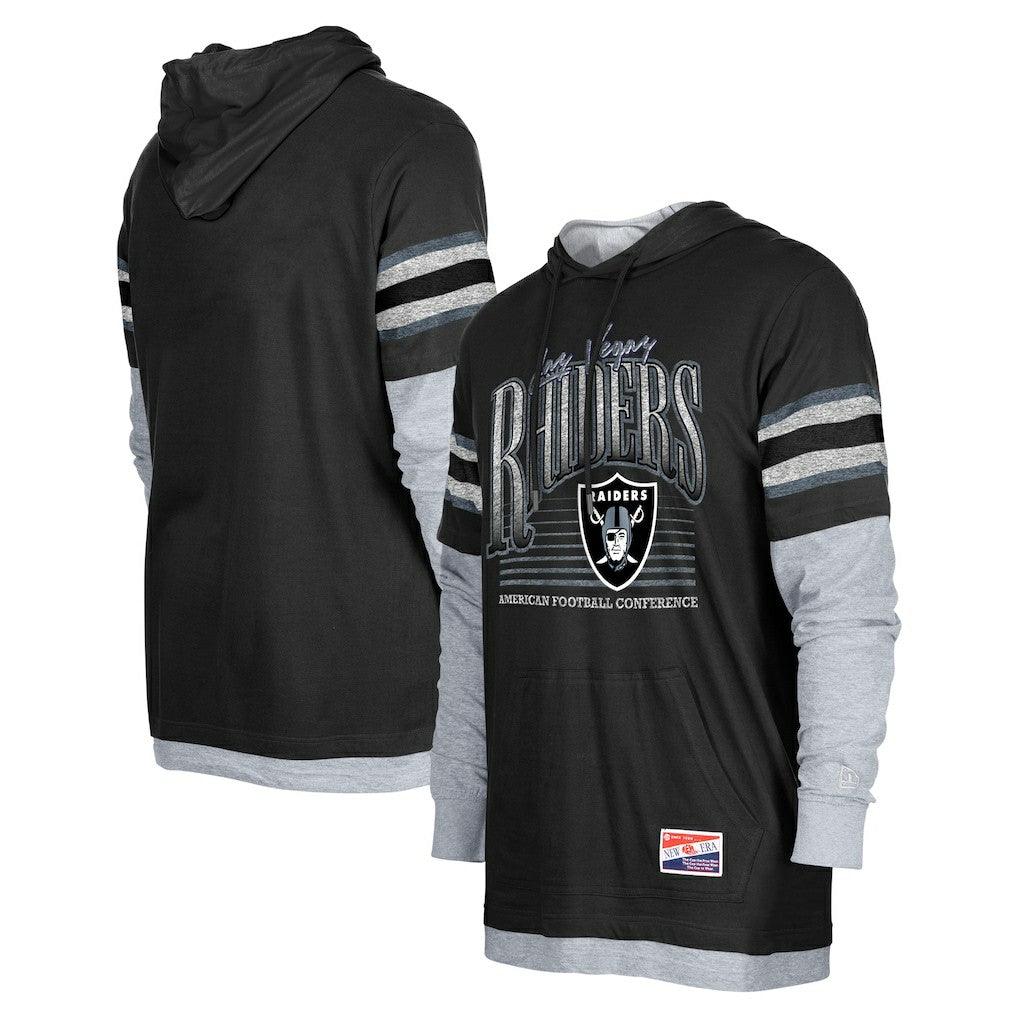 Las Vegas Raiders New Era Twofer Long Sleeve Hooded T-Shirt - Black T-shirts