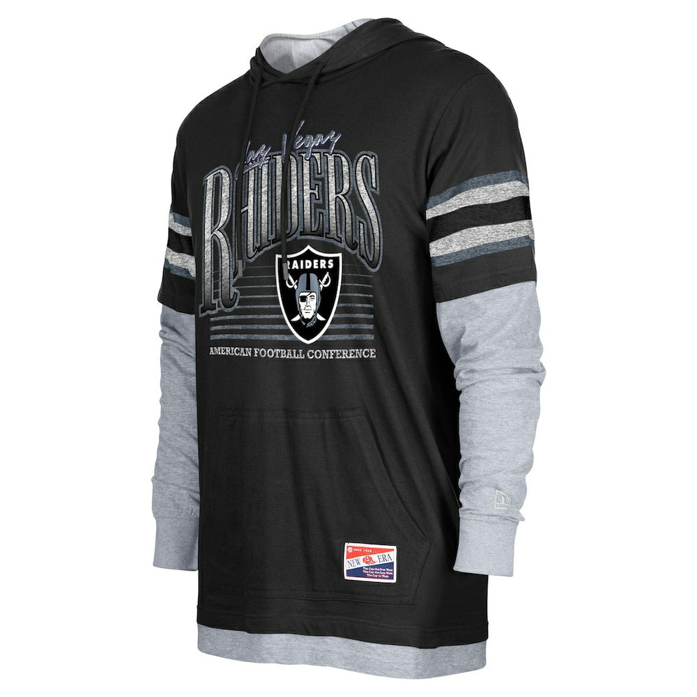Las Vegas Raiders New Era Twofer Long Sleeve Hooded T-Shirt - Black T-shirts