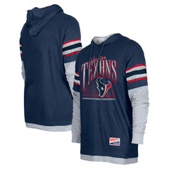 Houston Texans New Era Twofer Long Sleeve Hooded T-Shirt - Navy T-shirts