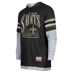 New Orleans Saints New Era Twofer Long Sleeve Hooded T-Shirt - Black T-shirts