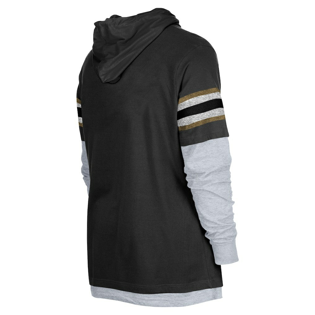 New Orleans Saints New Era Twofer Long Sleeve Hooded T-Shirt - Black T-shirts