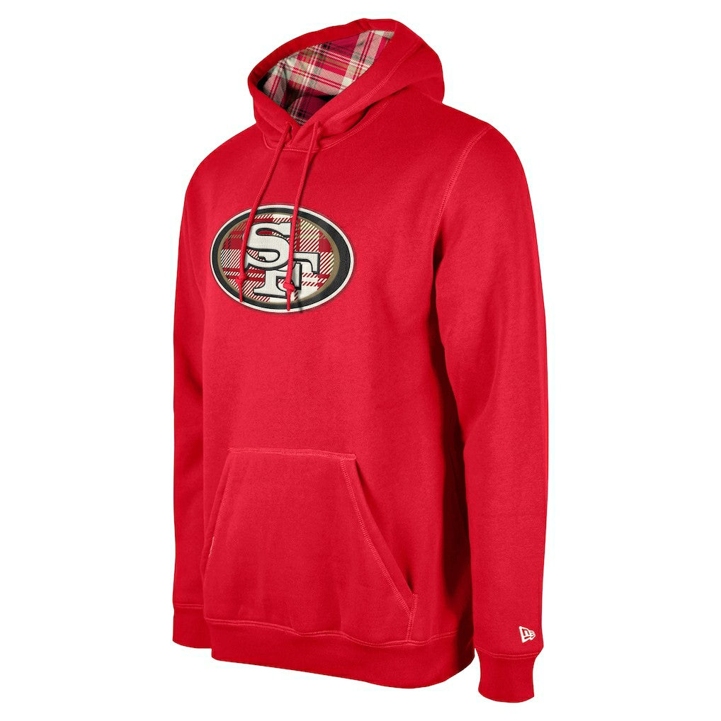 San Francisco 49ers New Era 3rd Down Plaid Pullover Hoodie - Scarlet Hoodies
