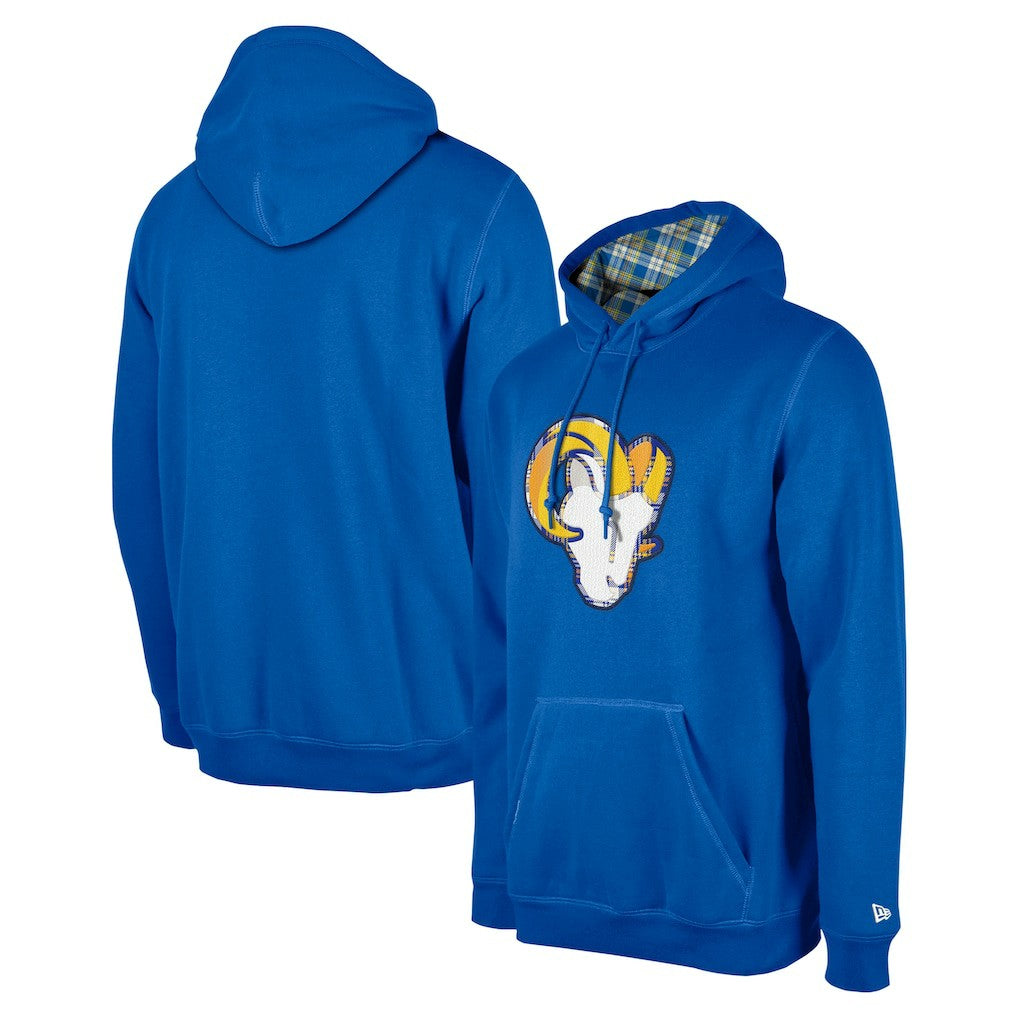 Los Angeles Rams New Era 3rd Down Plaid Pullover Hoodie - Royal Hoodies